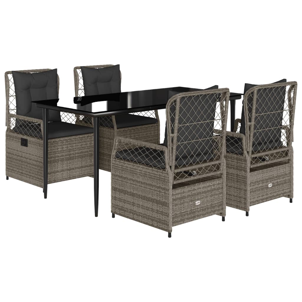 8721102394140_a_en_hd_1 vidaXL 5 Piece Garden Dining Set with Cushions Grey Poly Rattan - Image 2