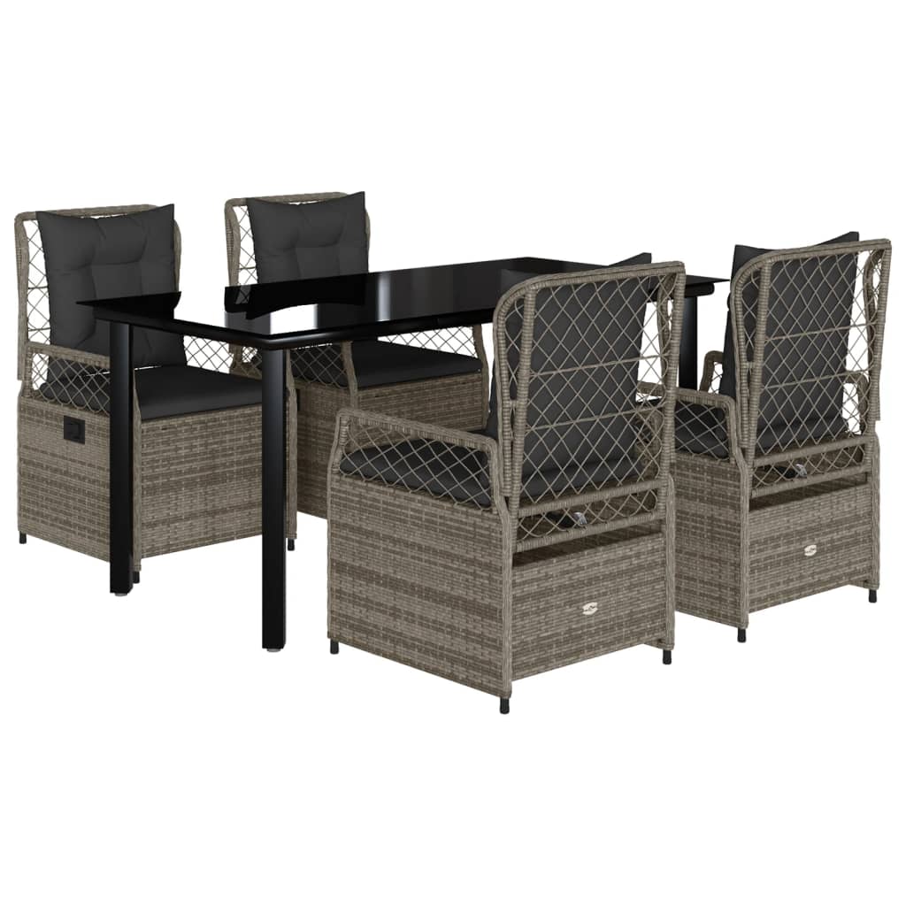 8721102394218_a_en_hd_1 vidaXL 5 Piece Garden Dining Set with Cushions Grey Poly Rattan - Image 2