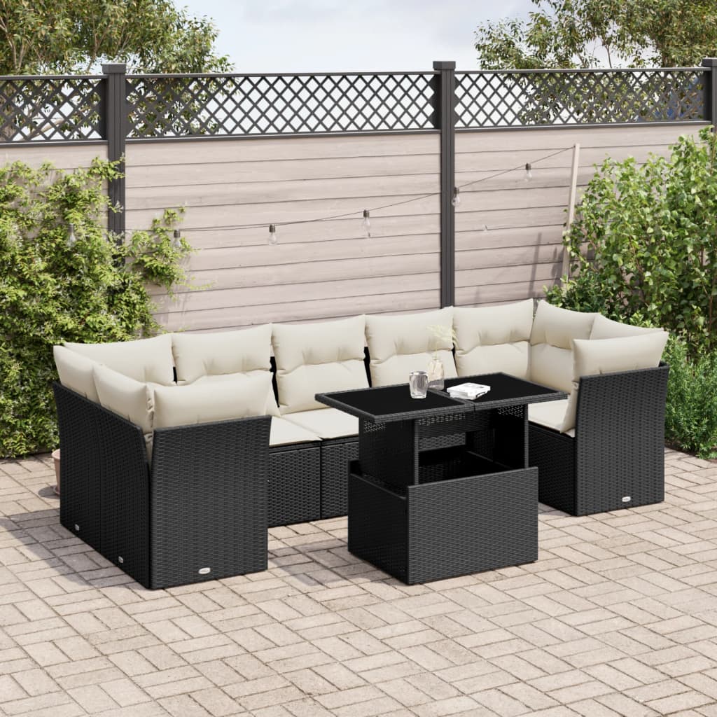 8721102395291_m_en_hd_1 vidaXL 8 Piece Garden Sofa Set with Cushions Black Poly Rattan - Image 1