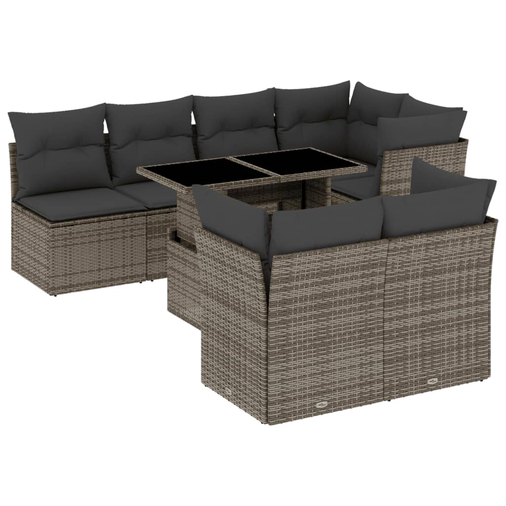 8721102395437_a_en_hd_1 vidaXL 8 Piece Garden Sofa Set with Cushions Grey Poly Rattan - Image 1