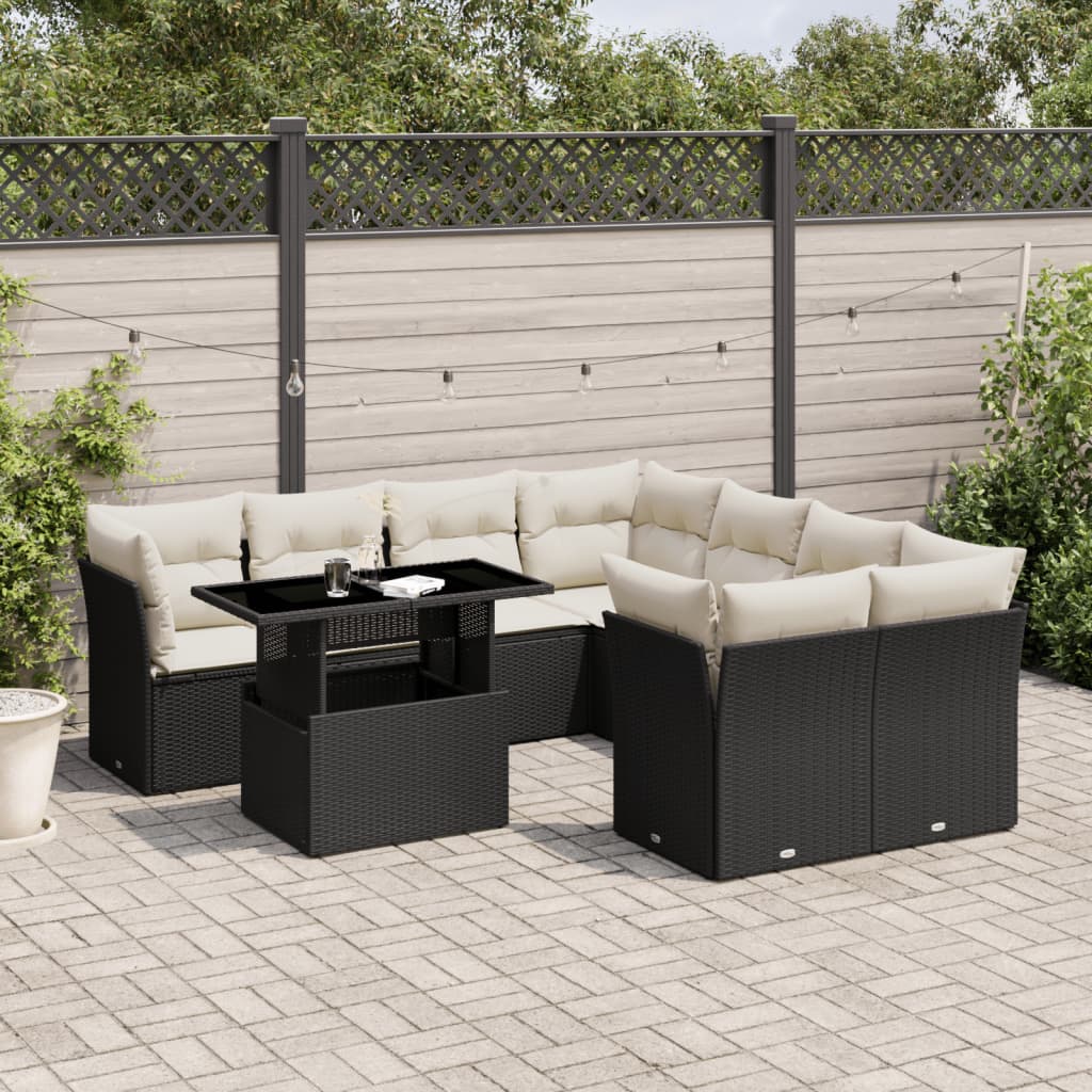 8721102395598_m_en_hd_1 vidaXL 9 Piece Garden Sofa Set with Cushions Black Poly Rattan - Image 1