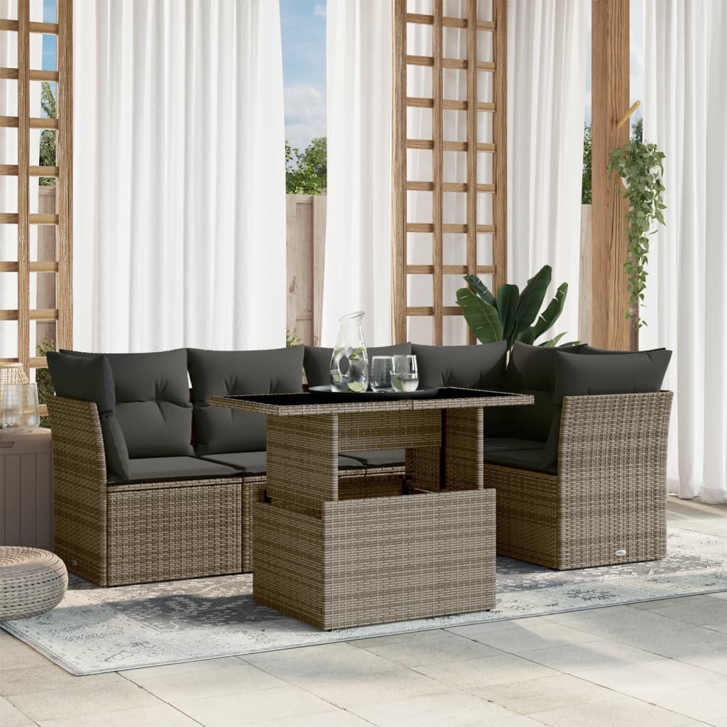 8721102397035_m_en_hd_1 vidaXL 6 Piece Garden Sofa Set with Cushions Grey Poly Rattan - Image 1