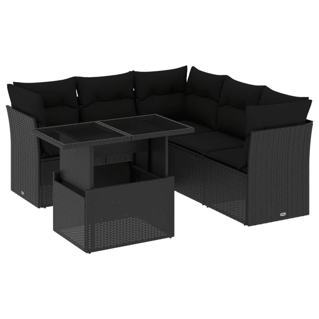 8721102397080_a_en_hd_1 vidaXL 6 Piece Garden Sofa Set with Cushions Black Poly Rattan - Image 1