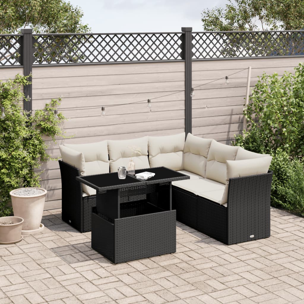 8721102397097_m_en_hd_1 vidaXL 6 Piece Garden Sofa Set with Cushions Black Poly Rattan - Image 1