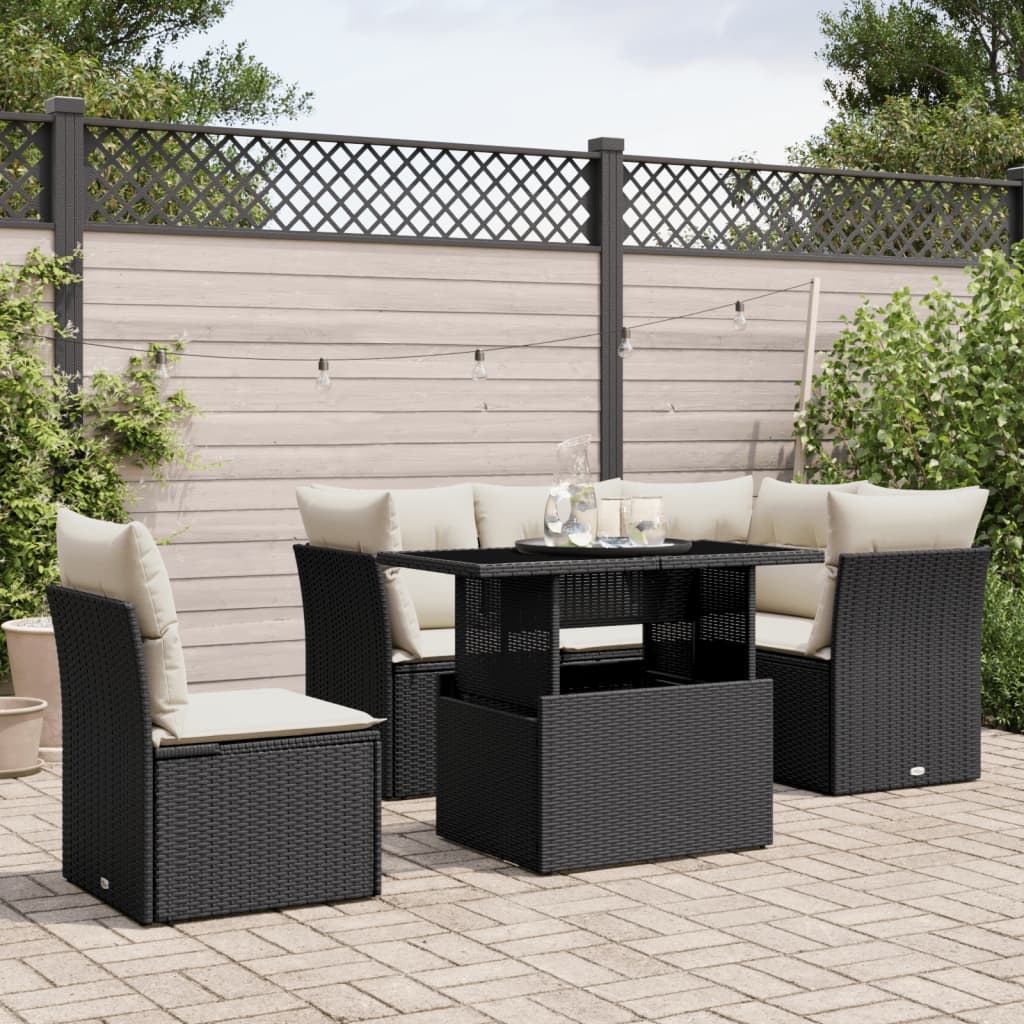 8721102397196_m_en_hd_1 vidaXL 6 Piece Garden Sofa Set with Cushions Black Poly Rattan - Image 1