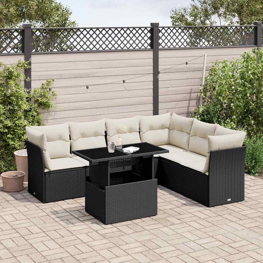 8721102397394_m_en_hd_1 vidaXL 7 Piece Garden Sofa Set with Cushions Black Poly Rattan - Image 1
