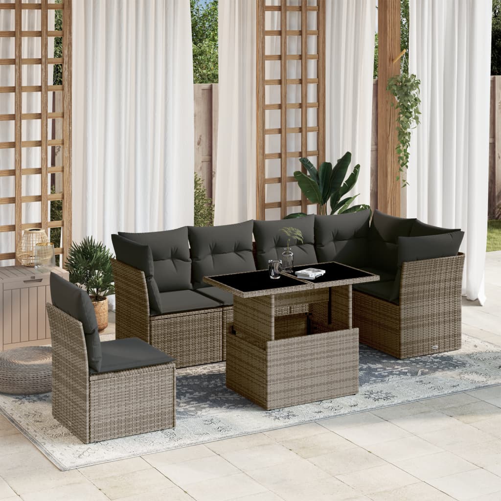 8721102397530_m_en_hd_1 vidaXL 7 Piece Garden Sofa Set with Cushions Grey Poly Rattan - Image 1
