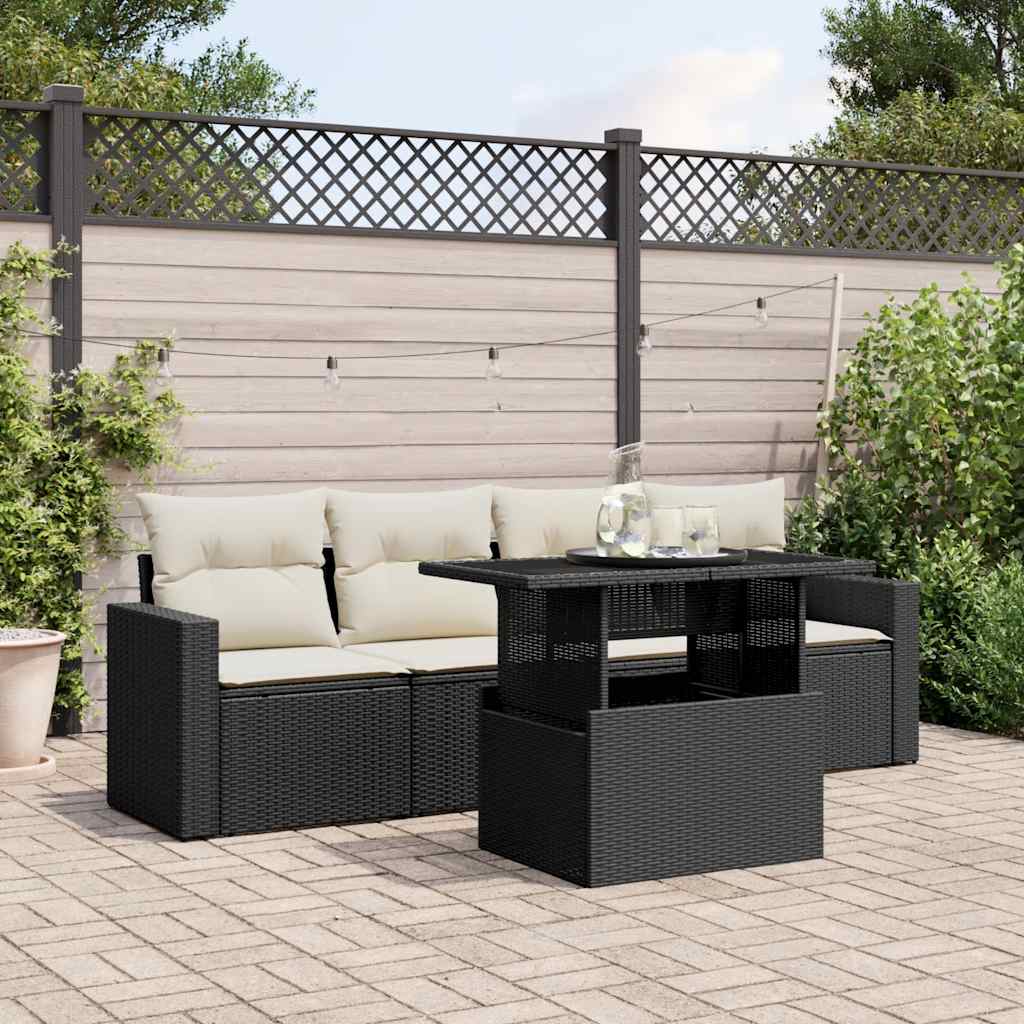 8721102402296_m_en_hd_1 vidaXL 5 Piece Garden Sofa Set with Cushions Black Poly Rattan - Image 1