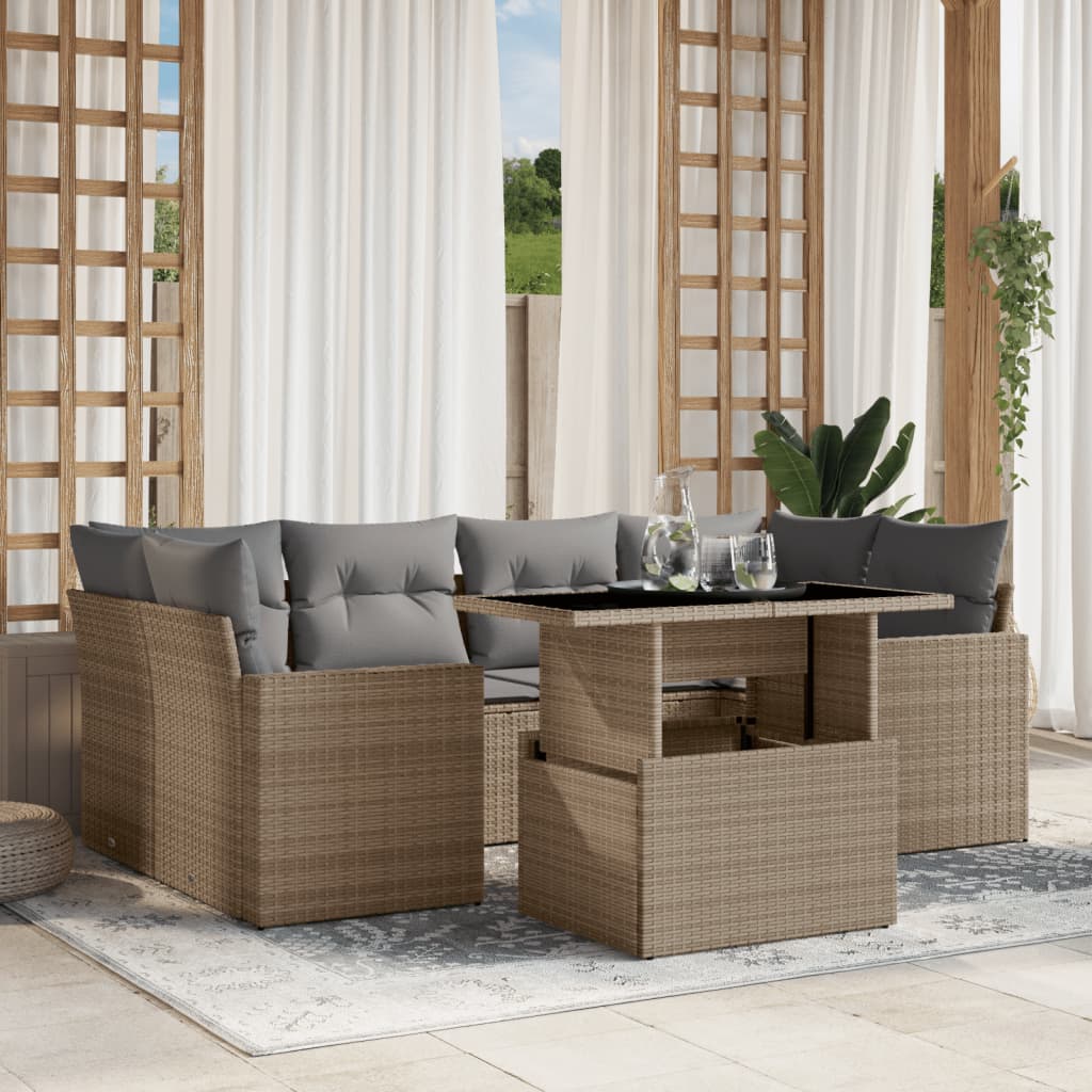 8721102402623_m_en_hd_1 vidaXL 7 Piece Garden Sofa Set with Cushions Beige Poly Rattan - Image 1