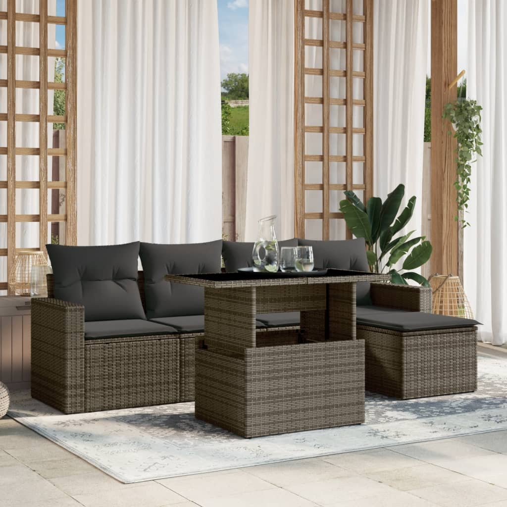 8721102403736_m_en_hd_1 vidaXL 6 Piece Garden Sofa Set with Cushions Grey Poly Rattan - Image 1