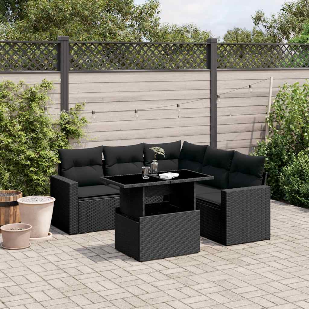 8721102403989_m_en_hd_1 vidaXL 6 Piece Garden Sofa Set with Cushions Black Poly Rattan - Image 1
