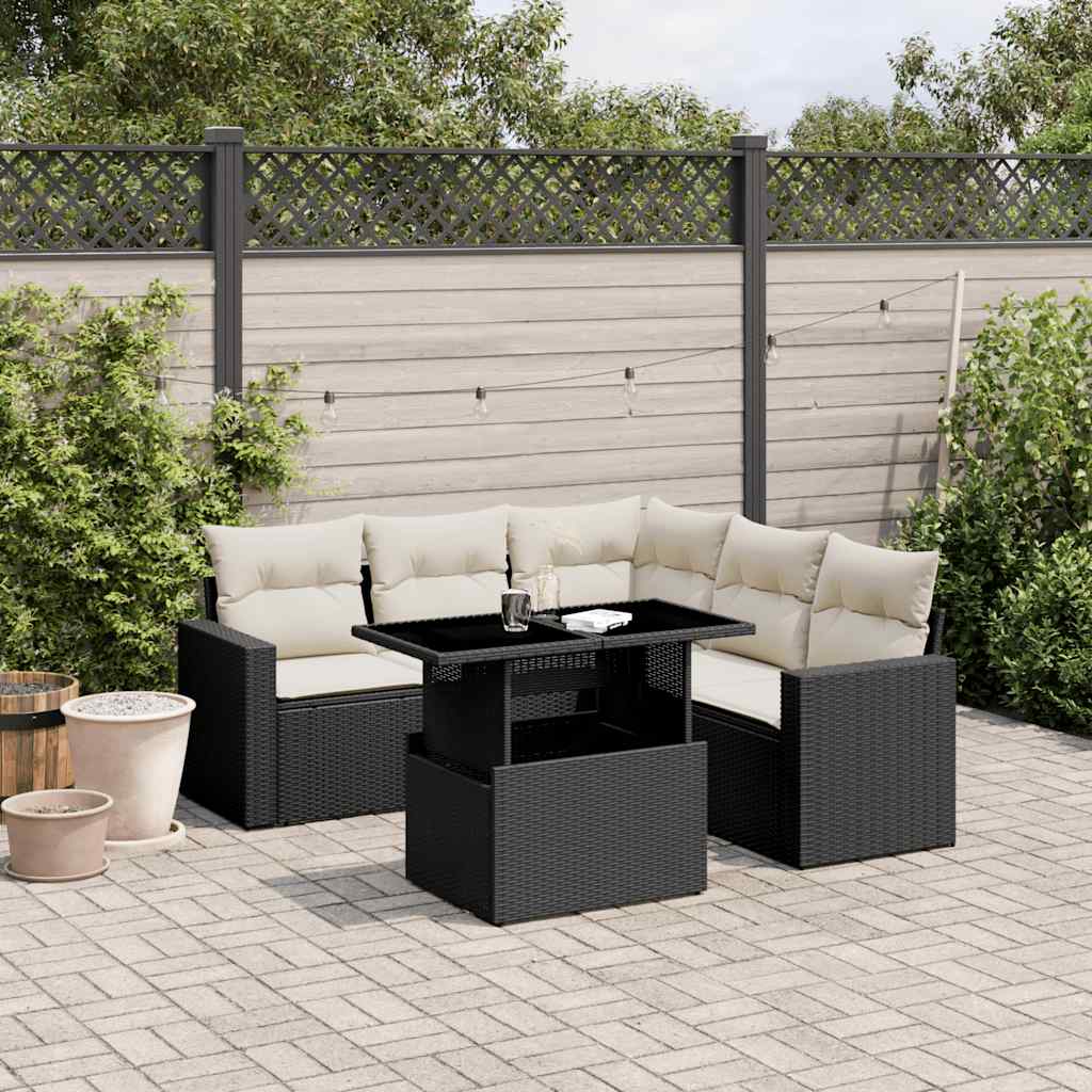 8721102403996_m_en_hd_1 vidaXL 6 Piece Garden Sofa Set with Cushions Black Poly Rattan - Image 1