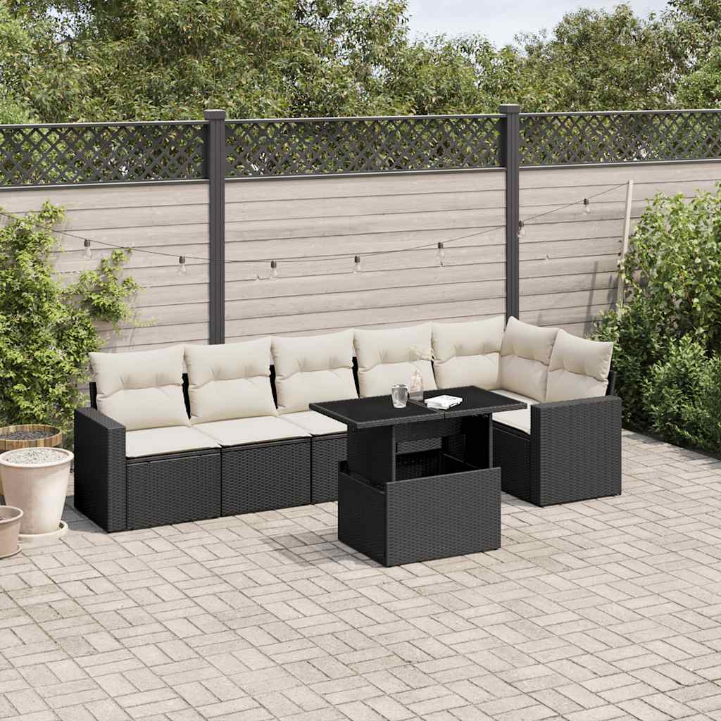 8721102404191_m_en_hd_1 vidaXL 7 Piece Garden Sofa Set with Cushions Black Poly Rattan - Image 1