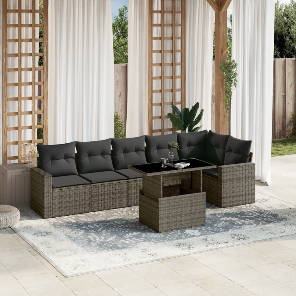 8721102404238_m_en_hd_1 vidaXL 7 Piece Garden Sofa Set with Cushions Grey Poly Rattan - Image 1