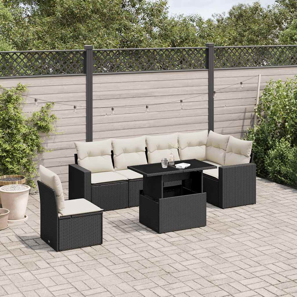8721102404399_m_en_hd_1 vidaXL 7 Piece Garden Sofa Set with Cushions Black Poly Rattan - Image 1