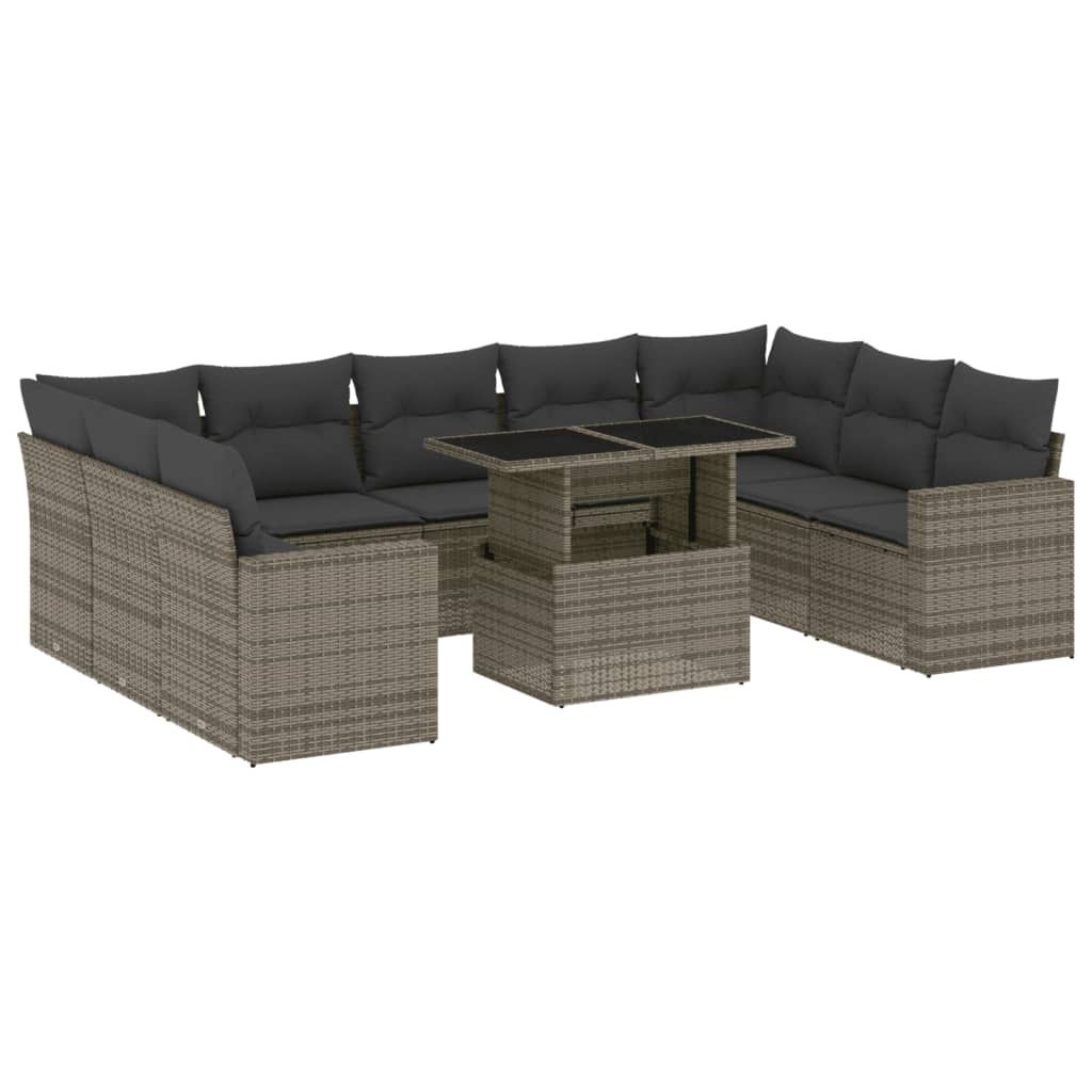 8721102406133_a_en_hd_1 vidaXL 10 Piece Garden Sofa Set with Cushions Grey Poly Rattan - Image 2