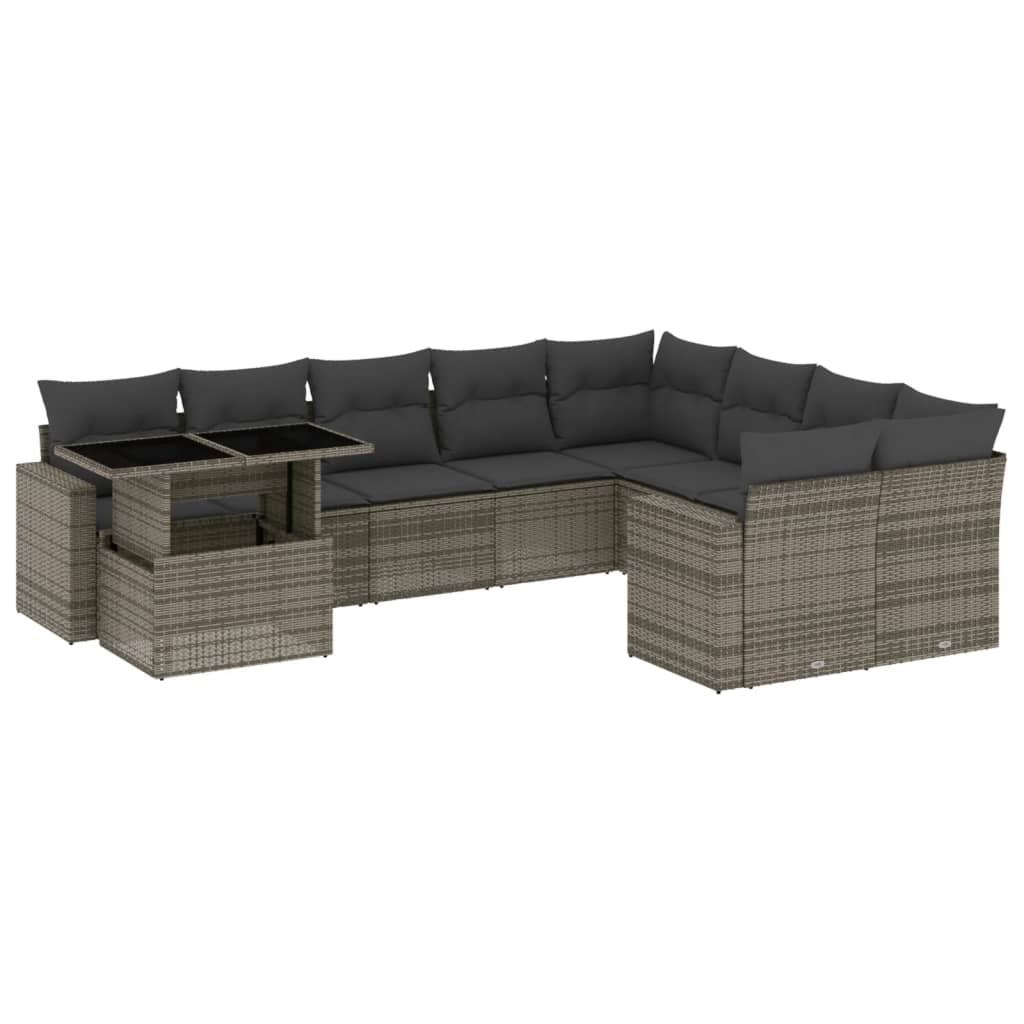 8721102406430_a_en_hd_1 vidaXL 10 Piece Garden Sofa Set with Cushions Grey Poly Rattan - Image 2