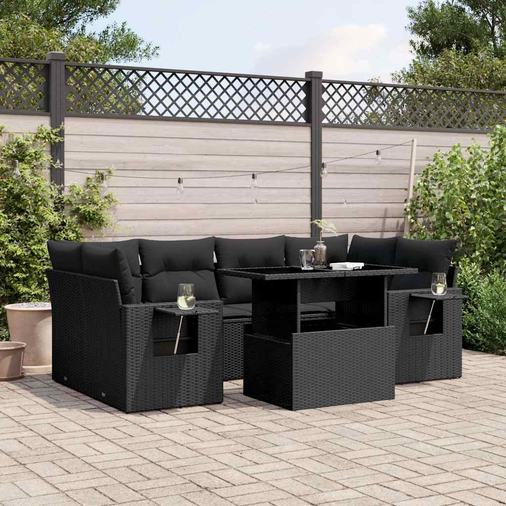 8721102408885_m_en_hd_1 vidaXL 7 Piece Garden Sofa Set with Cushions Black Poly Rattan - Image 1