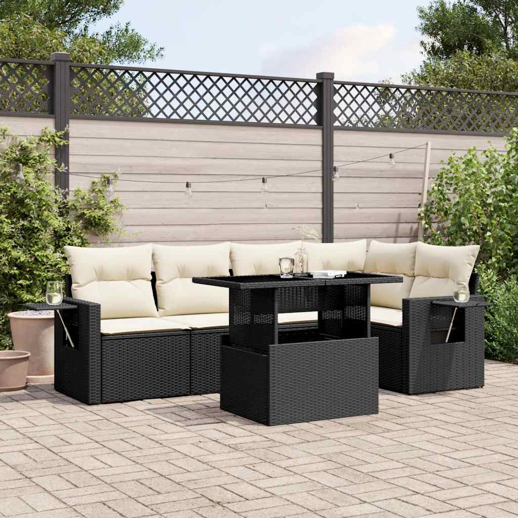 8721102410192_m_en_hd_1 vidaXL 6 Piece Garden Sofa Set with Cushions Black Poly Rattan - Image 1