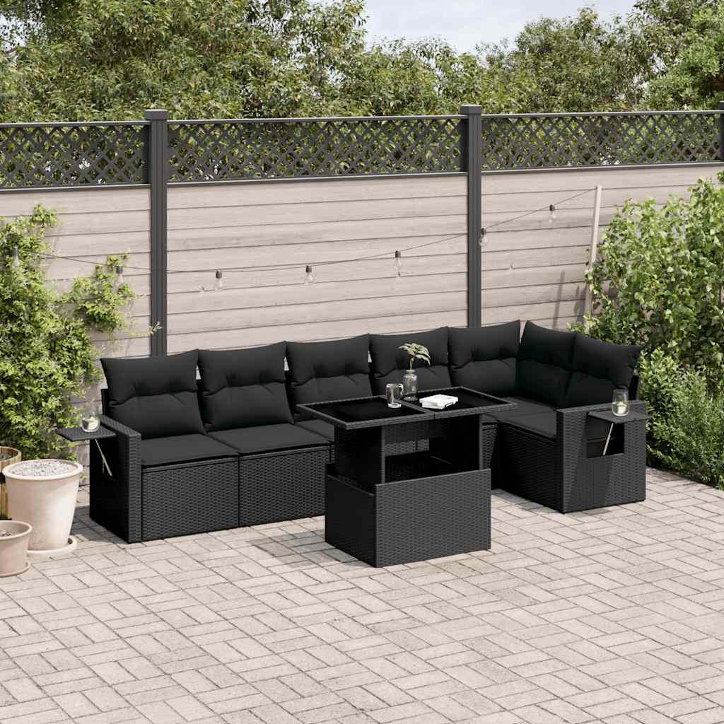 8721102410482_m_en_hd_1 vidaXL 7 Piece Garden Sofa Set with Cushions Black Poly Rattan - Image 1