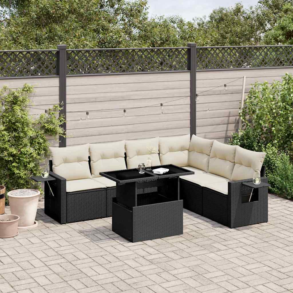 8721102410598_m_en_hd_1 vidaXL 7 Piece Garden Sofa Set with Cushions Black Poly Rattan - Image 1