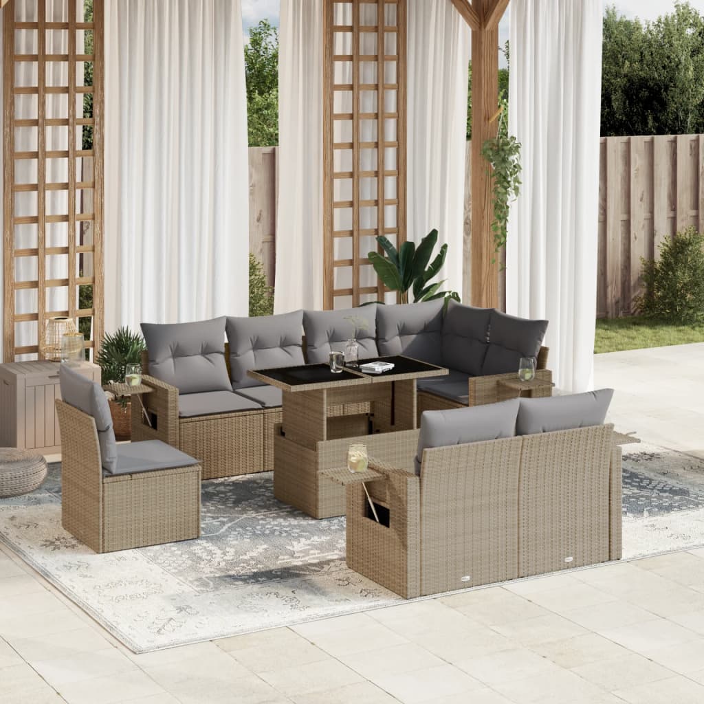 8721102411724_m_en_hd_1 vidaXL 9 Piece Garden Sofa Set with Cushions Beige Poly Rattan - Image 1