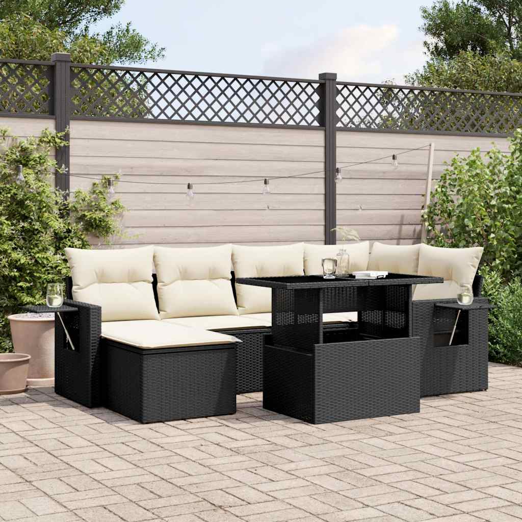 8721102411793_m_en_hd_1 vidaXL 7 Piece Garden Sofa Set with Cushions Black Poly Rattan - Image 1