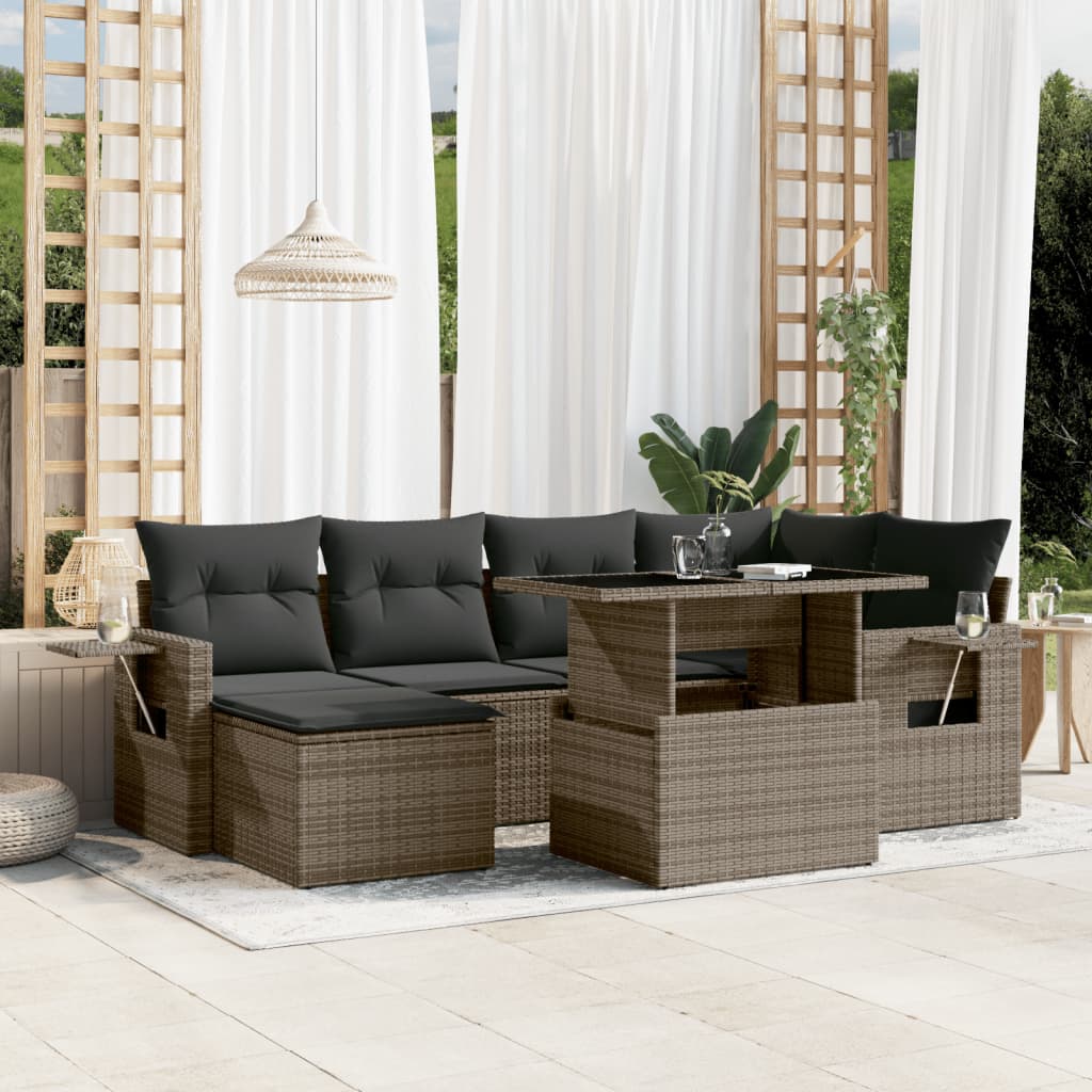 8721102411830_m_en_hd_1 vidaXL 7 Piece Garden Sofa Set with Cushions Grey Poly Rattan - Image 1