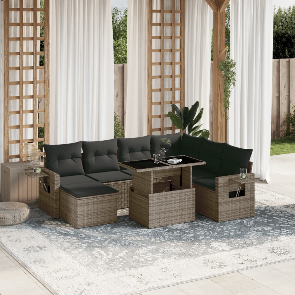 8721102412035_m_en_hd_1 vidaXL 8 Piece Garden Sofa Set with Cushions Grey Poly Rattan - Image 1