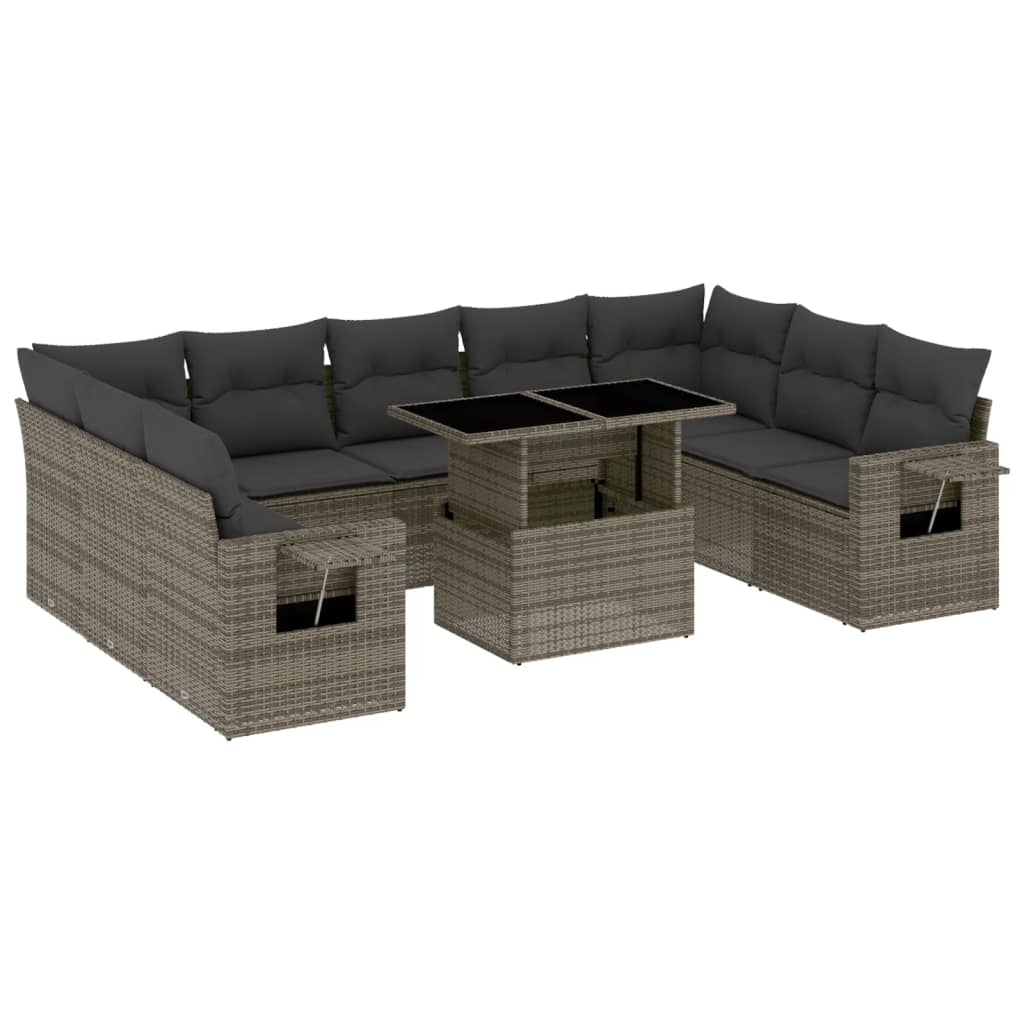 8721102412431_a_en_hd_1 vidaXL 10 Piece Garden Sofa Set with Cushions Grey Poly Rattan - Image 2