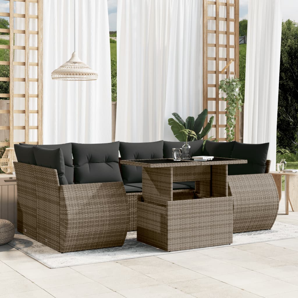8721102415234_m_en_hd_1 vidaXL 7 Piece Garden Sofa Set with Cushions Grey Poly Rattan - Image 1