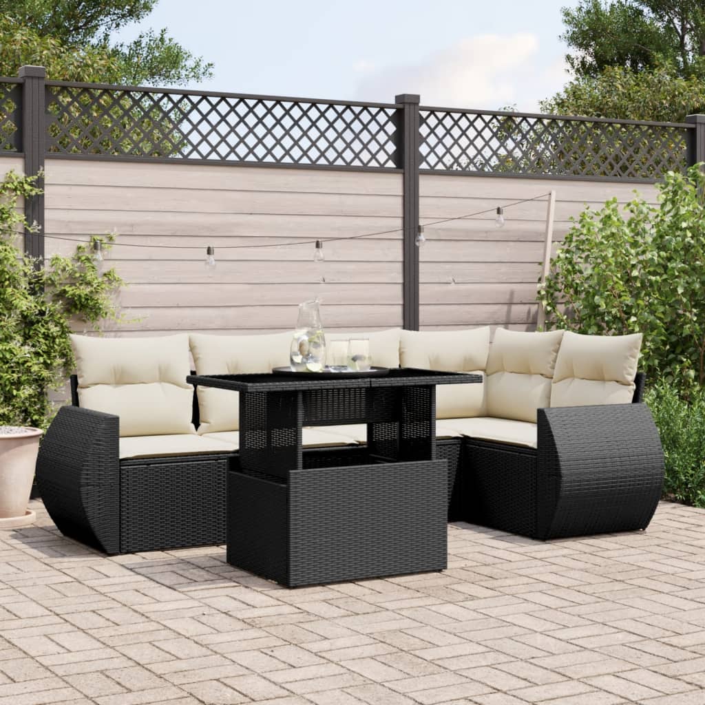 8721102416491_m_en_hd_1 vidaXL 6 Piece Garden Sofa Set with Cushions Black Poly Rattan - Image 1