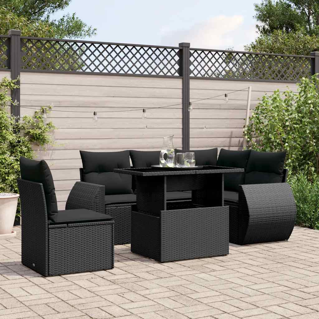 8721102416682_m_en_hd_1 vidaXL 6 Piece Garden Sofa Set with Cushions Black Poly Rattan - Image 1
