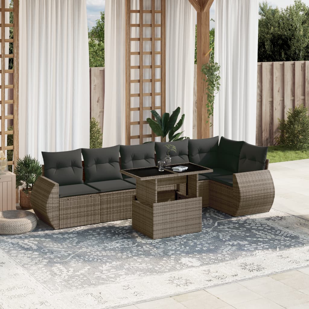 8721102416835_m_en_hd_1 vidaXL 7 Piece Garden Sofa Set with Cushions Grey Poly Rattan - Image 1
