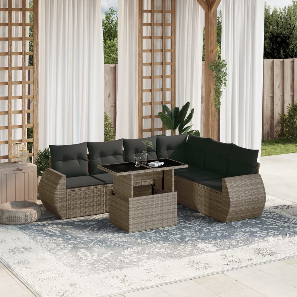 8721102416934_m_en_hd_1 vidaXL 7 Piece Garden Sofa Set with Cushions Grey Poly Rattan - Image 1