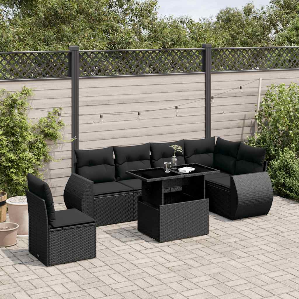 8721102416989_m_en_hd_1 vidaXL 7 Piece Garden Sofa Set with Cushions Black Poly Rattan - Image 1