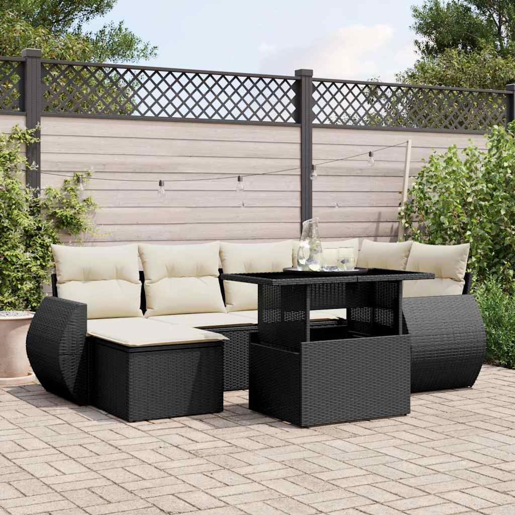 8721102418099_m_en_hd_1 vidaXL 7 Piece Garden Sofa Set with Cushions Black Poly Rattan - Image 1