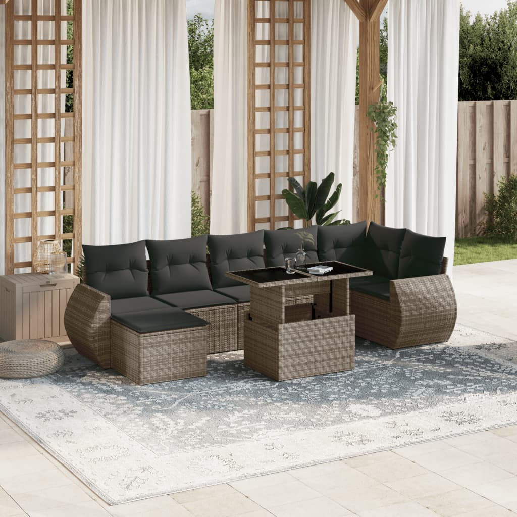 8721102418235_m_en_hd_1 vidaXL 8 Piece Garden Sofa Set with Cushions Grey Poly Rattan - Image 1