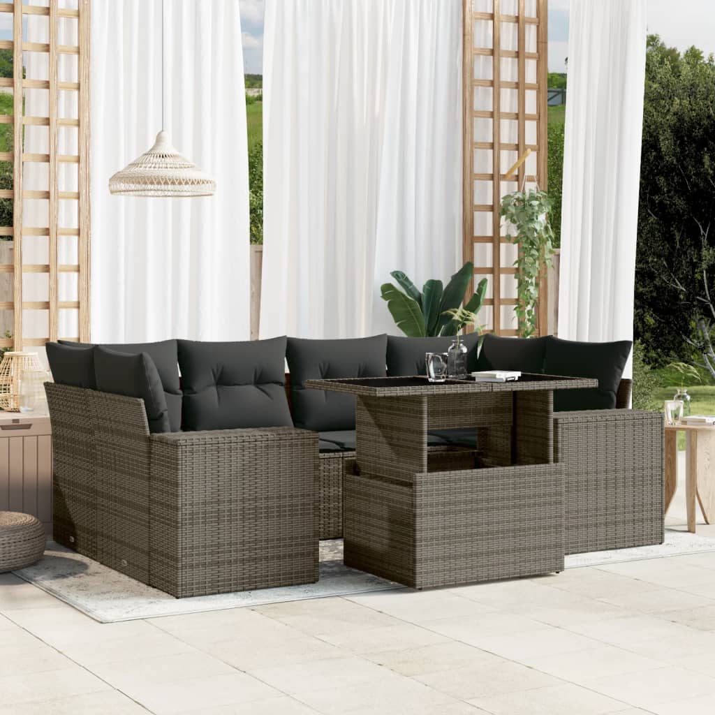 8721102421532_m_en_hd_1 vidaXL 7 Piece Garden Sofa Set with Cushions Grey Poly Rattan - Image 1