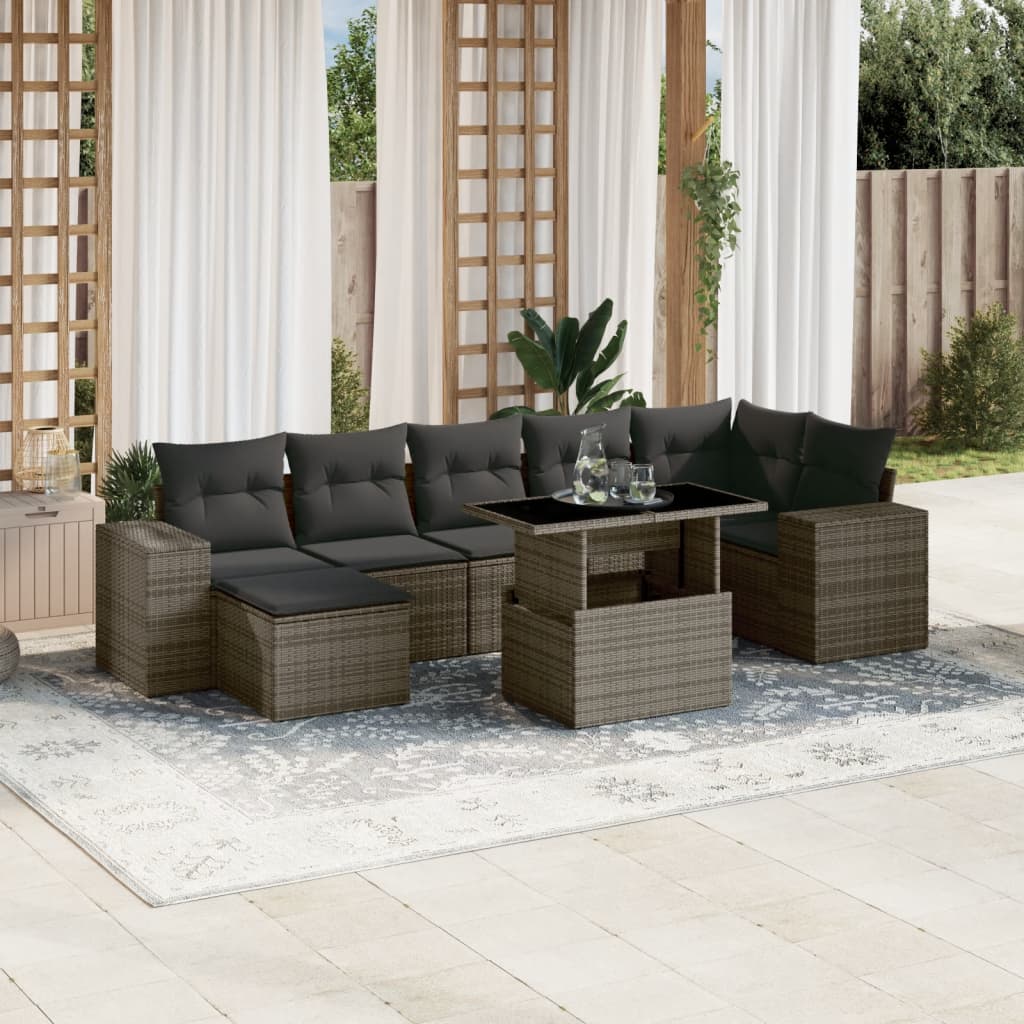 8721102424533_m_en_hd_1 vidaXL 8 Piece Garden Sofa Set with Cushions Grey Poly Rattan - Image 1
