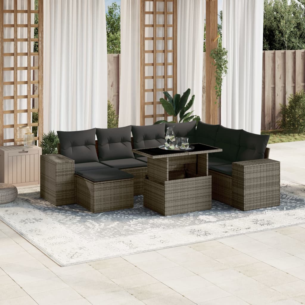 8721102424632_m_en_hd_1 vidaXL 8 Piece Garden Sofa Set with Cushions Grey Poly Rattan - Image 1