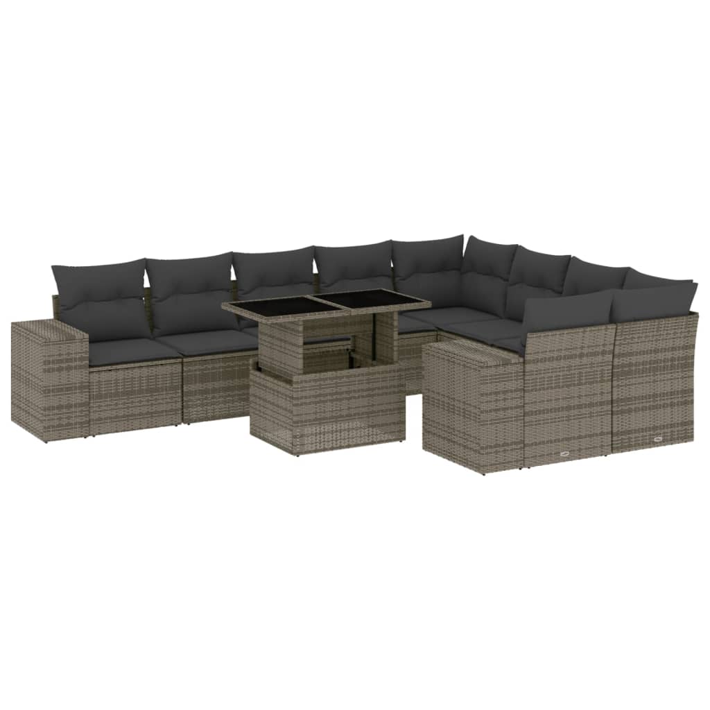 8721102425233_a_en_hd_1 vidaXL 10 Piece Garden Sofa Set with Cushions Grey Poly Rattan - Image 2