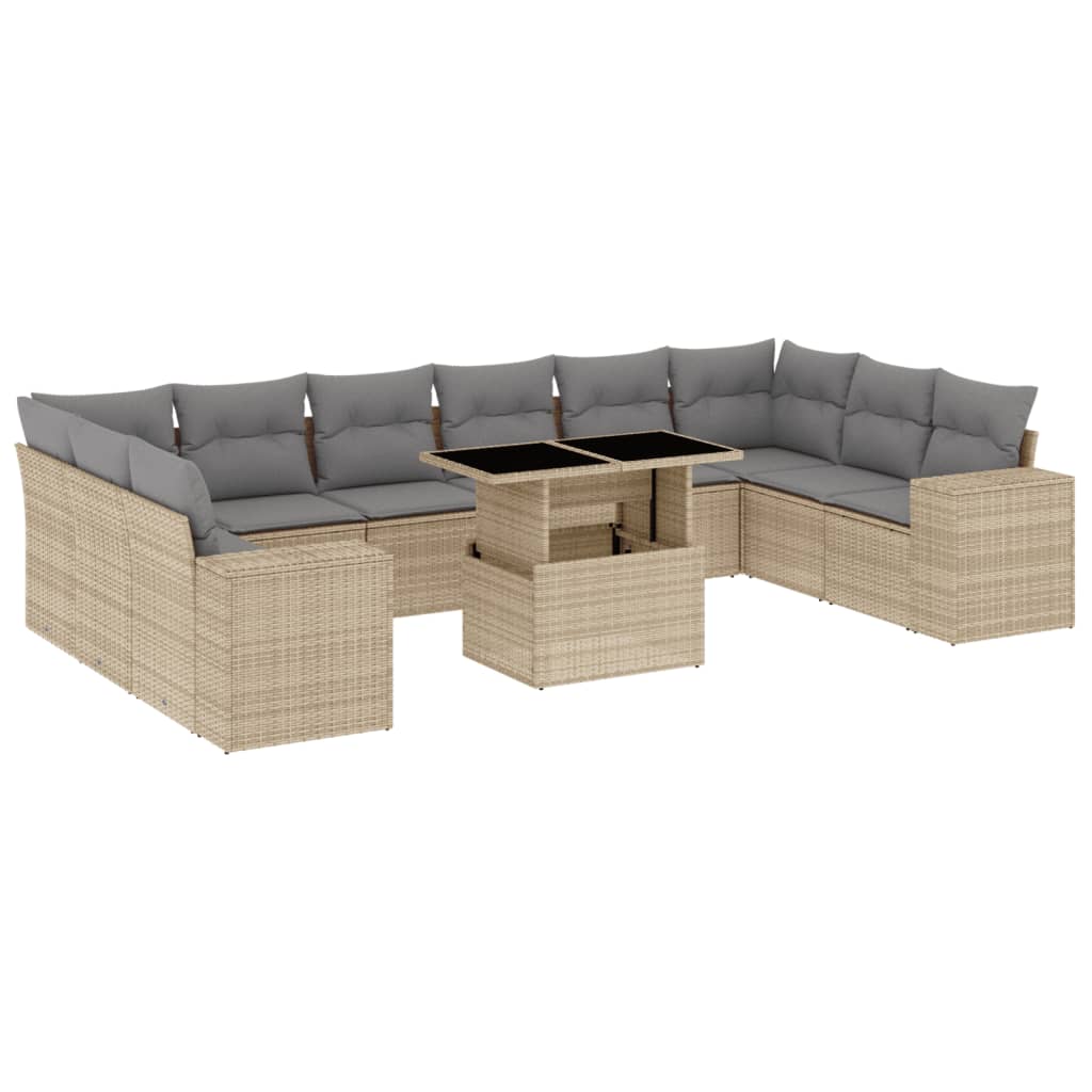 8721102425424_a_en_hd_1 vidaXL 11 Piece Garden Sofa Set with Cushions Beige Poly Rattan - Image 2
