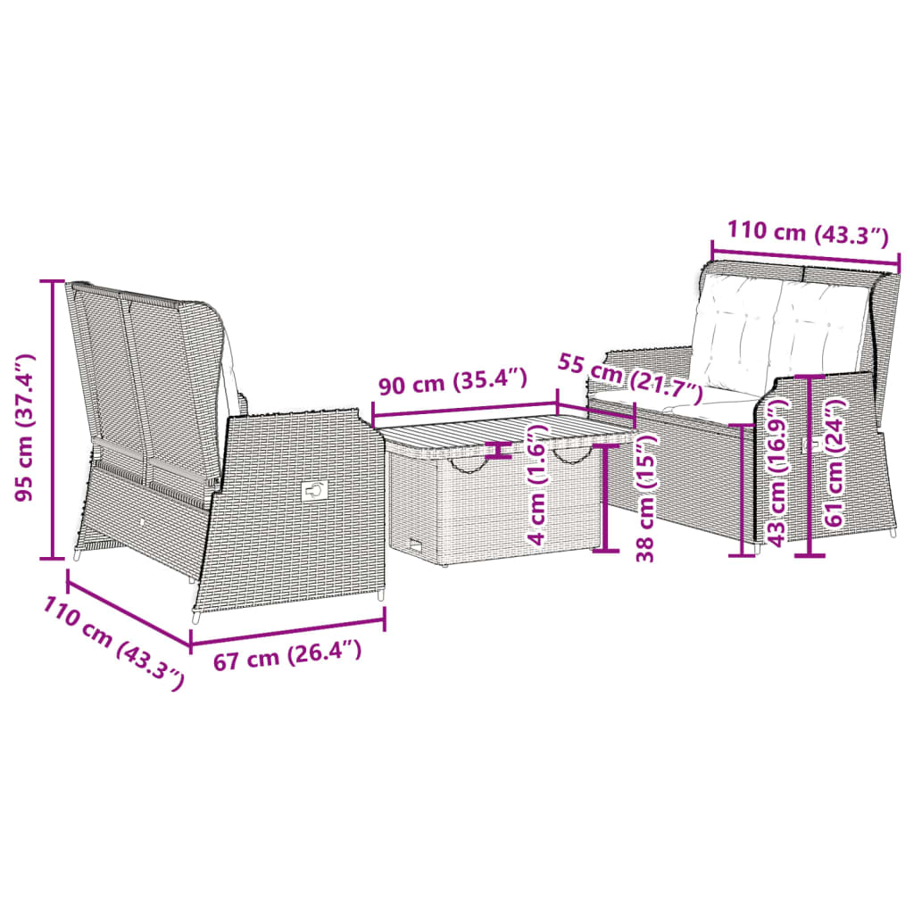 8721102434259_g_en_hd_7 vidaXL 3 Piece Garden Lounge Set with Cushions Grey Poly Rattan - Image 9