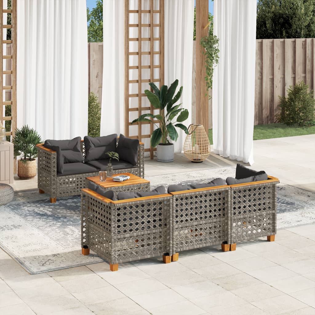 8721102449420_m_en_hd_1 vidaXL 6 Piece Garden Sofa Set with Cushions Grey Poly Rattan - Image 1
