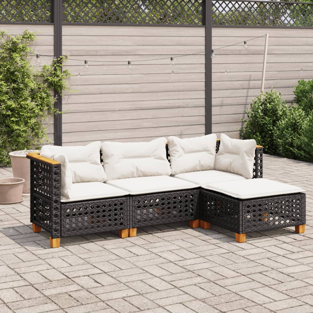 8721102449895_m_en_hd_1 vidaXL 4 Piece Garden Sofa Set with Cushions Black Poly Rattan - Image 1