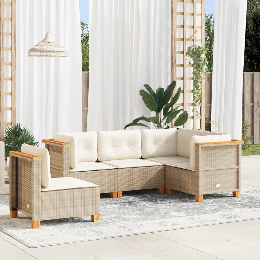 8721102450426_m_en_hd_1 vidaXL 5 Piece Garden Sofa Set with Cushions Beige Poly Rattan - Image 1