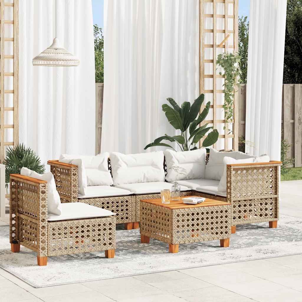8721102450518_m_en_hd_1 vidaXL 6 Piece Garden Sofa Set with Cushions Beige Poly Rattan - Image 1