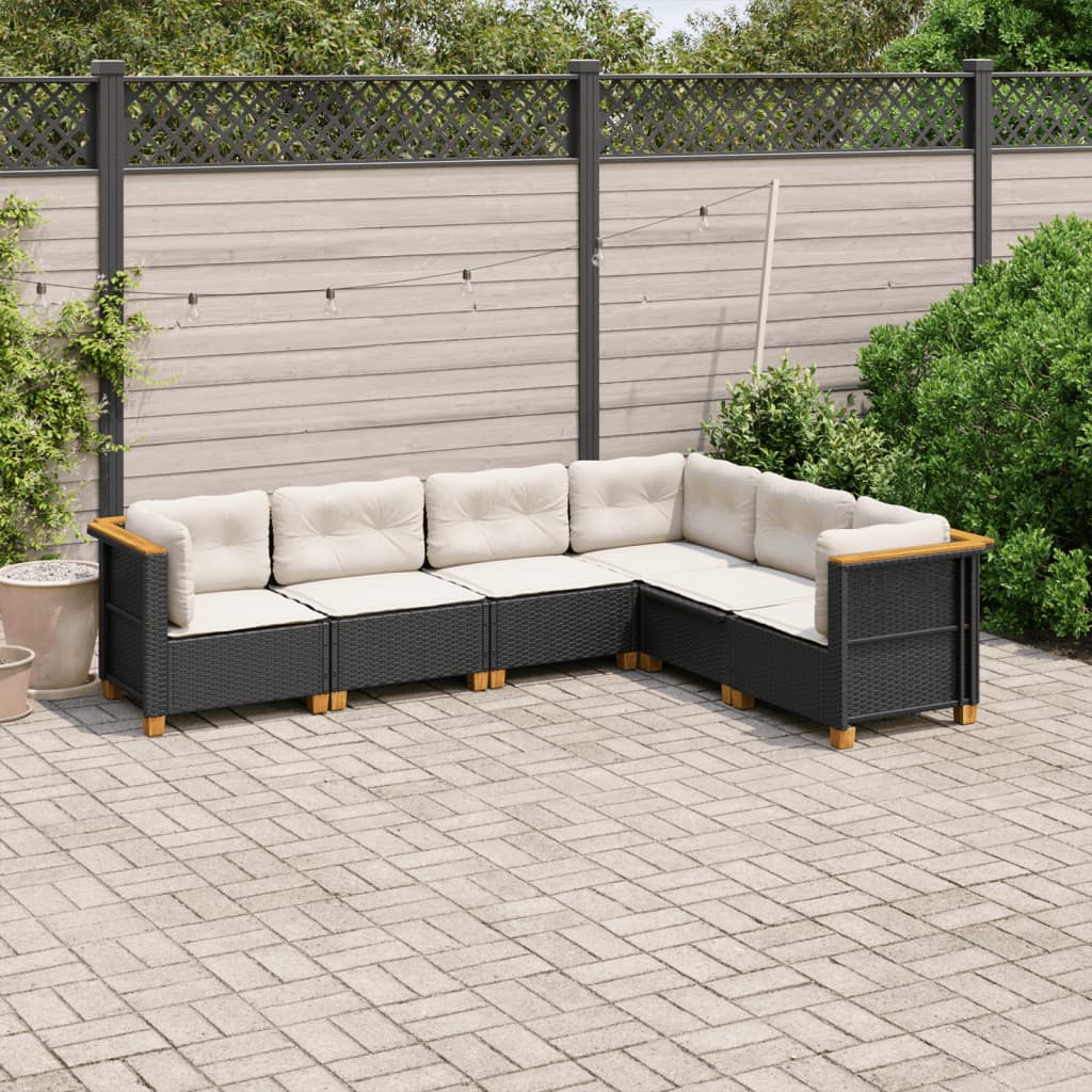 8721102450648_m_en_hd_1 vidaXL 6 Piece Garden Sofa Set with Cushions Black Poly Rattan - Image 1