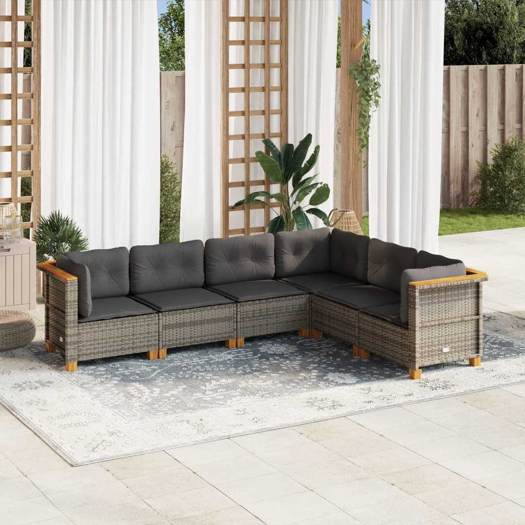 8721102450655_m_en_hd_1 vidaXL 6 Piece Garden Sofa Set with Cushions Grey Poly Rattan - Image 1